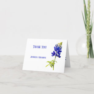 Cartão De Agradecimento Bluebonnet Floral em Branco, Casamento