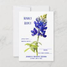 Bluebonnet Floral em Branco, RSVP de Casamento,