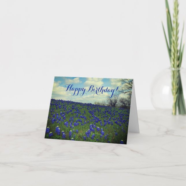 Cartão De Agradecimento Bluebonnets Blue Flowers Texas Birthday Floral Tha (Frente)