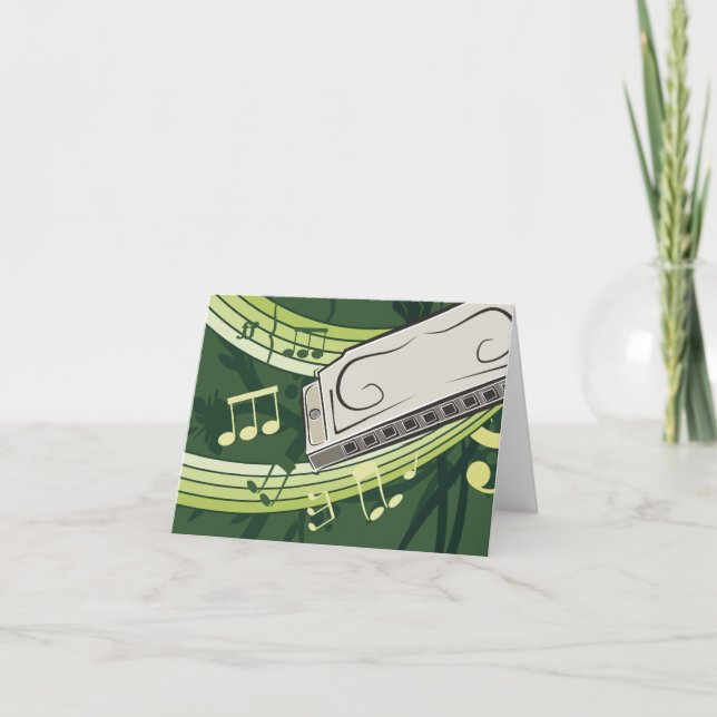 Cartão De Agradecimento Blues de Harmônica e Música Folk (Frente)