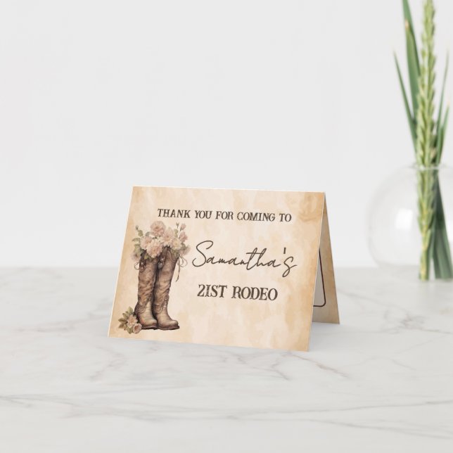 Cartão De Agradecimento Blush and Boots 21st Birthday Thank you card (Frente)