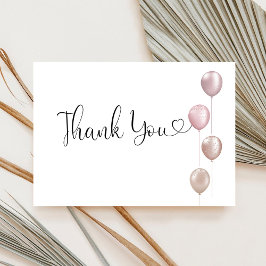 Cartão De Agradecimento Blush Balloons Girl Primeiro Aniversário