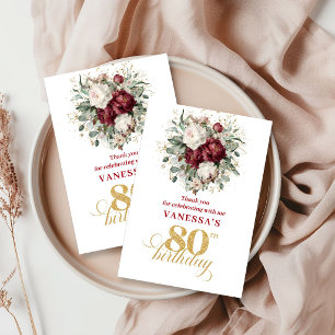 Cartão De Agradecimento Blush Burgundy Designer Obrigado pelos 80 Anos 