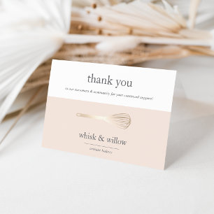 Cartão De Agradecimento Blush e Dourado Whisk Empresas de padaria ou de