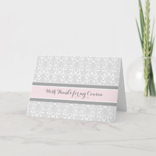 Cartão De Agradecimento Blush Grey Damask Thank You Bridesmaid Cousin