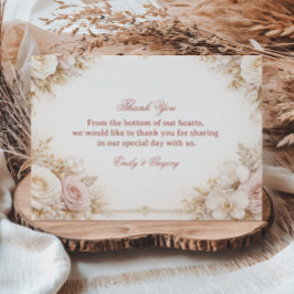 Cartão De Agradecimento Blush Neutral Floral Elegant