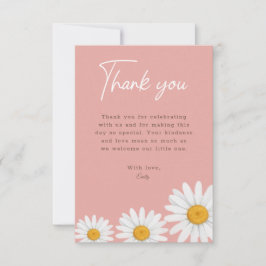 Cartão De Agradecimento Blush Pink Daisy Floral Baby Shower Thank You Card