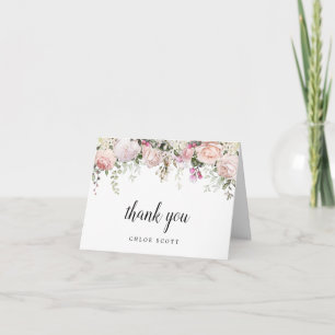 Cartão De Agradecimento Blush Pink Rose Floral Bridal Shower Photo