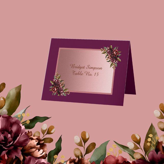 Cartão De Agradecimento Blush Rose Gold - purple Floral Wedding Guest Card (Criador carregado)