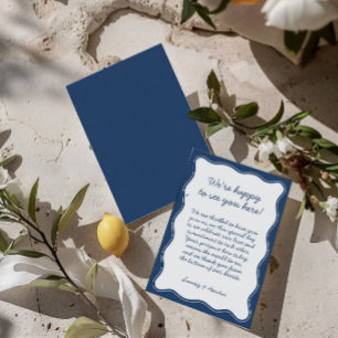 Cartão De Agradecimento Boas-vindas de casamento azul retrô minimalista