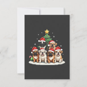 Cartão De Agradecimento Boate de Natal Árvore Santa Hat Puppy Amantes