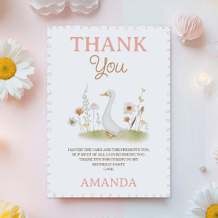 Cartão De Agradecimento Bobo Rustic Beige Floral One Goose primeiro aniver