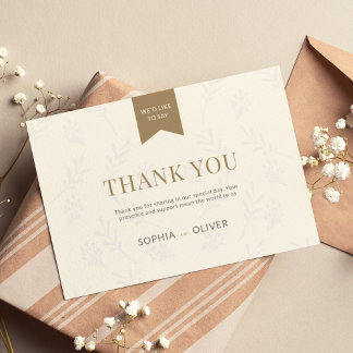 Cartão De Agradecimento Boda romántico dorado ramas de olivo