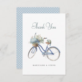 Cartão De Agradecimento Boêmia Floral Bicicleta Azul Casamento De Aquarela