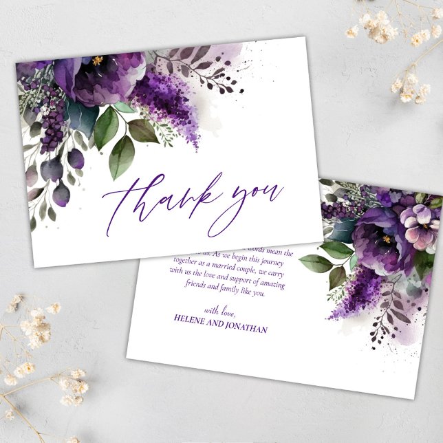Cartão De Agradecimento Boêmia Floral Moderna Elegante Obrigado (Elegant Modern Floral Bohemian Wedding Thank You)