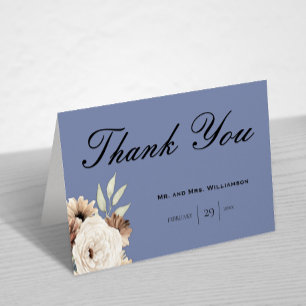 Cartão De Agradecimento Bohemian Dusty Blue Natural Selvagens Casamento