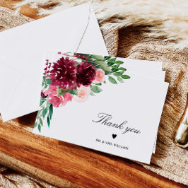 Cartão De Agradecimento Bohemian Floral Burgundy