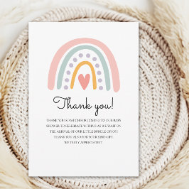 Cartão De Agradecimento Bohemian Pastel Rainbow Baby Shower for a Girl