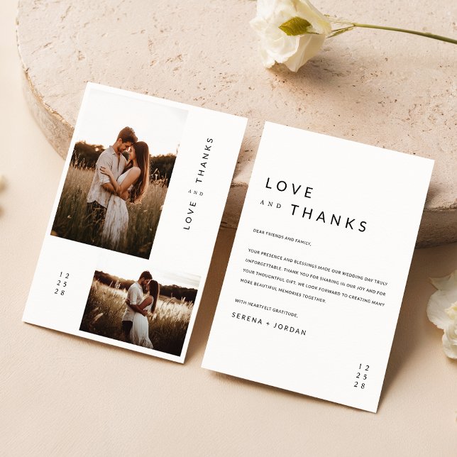 Cartão De Agradecimento Boho 2 Photo Wedding (Criador carregado)