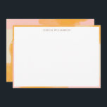Cartão De Agradecimento Boho Abstrato Watercolor - Leitura Amarela Cor-de-<br><div class="desc">Esta placa de nota simples personalizada apresenta um centro branco limpo, enquadrado por uma borda de cor d'água pareada em tons quentes de pôr do sol — cor de pêssego, coral, pincel e amarelo ouro. O seu nome personalizado aparece no topo em letras maiúsculas elegantes, dando-lhe um toque artístico refinado....</div>