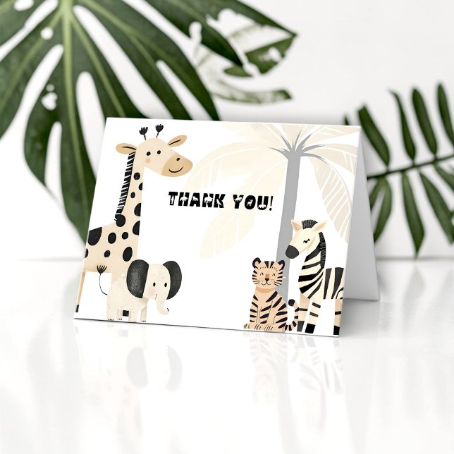 Cartão De Agradecimento Boho Animais da Selva Chá de Bebê Obrigada (Criador carregado)