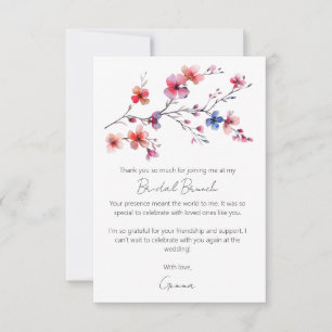 Cartão De Agradecimento Boho Aquarela Flor Selvagem Café da Noiva Branco