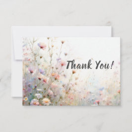 Cartão De Agradecimento Boho Aquarela Floral de Flores Silvestres Personal