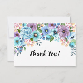 Cartão De Agradecimento Boho Aquarela Floral Lilás & Verde Personalize