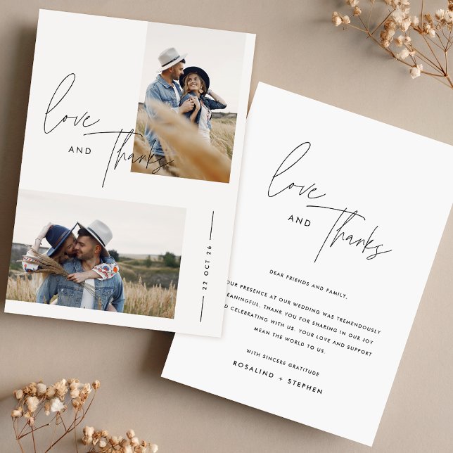 Cartão De Agradecimento Boho Black & White Photo Wedding (Criador carregado)