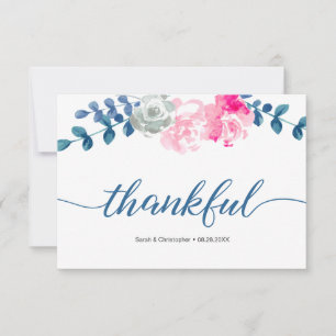 Cartão De Agradecimento Boho Bliss: Casamento com Flor de Aquarela Elegant