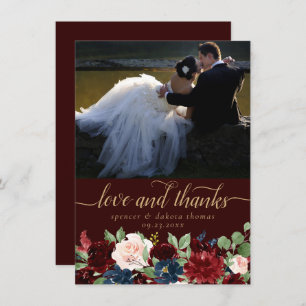 Cartão De Agradecimento Boho Bloom Dark Elegant Garland Photo Love e