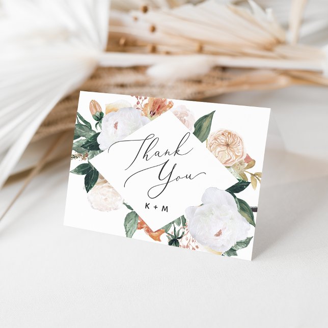 Cartão De Agradecimento Boho Blooms Geométrico Floral (Criador carregado)