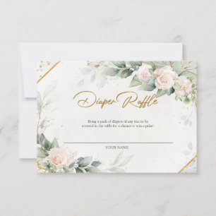 Cartão De Agradecimento Boho Blush Floral Eucalyptus Fralda Raffle