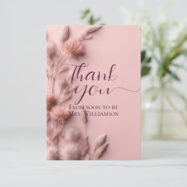 Cartão De Agradecimento Boho Blush Flores Silvestres Secas Chá de Noiva