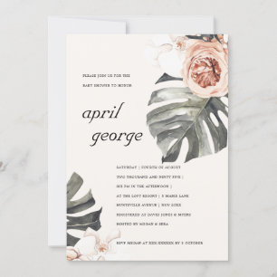 CARTÃO DE AGRADECIMENTO BOHO BLUSH RUST FLORA MONSTRERA CHÁ DE FRALDAS