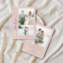 Cartão De Agradecimento Boho Blush Script Multiple Photo Wedding