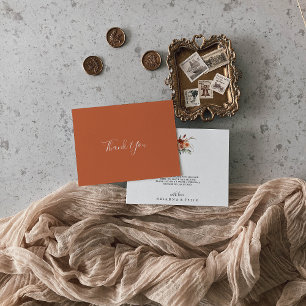 Cartão De Agradecimento Boho Botânico Autumn Floral Flat Wedding