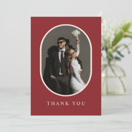Cartão De Agradecimento Boho Burgundy Rustic Foto Floral Casamento