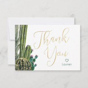 Cartão De Agradecimento Boho Cactus Personalizado Obrigado