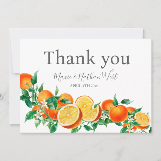 Cartão De Agradecimento Boho Casamento de Flor de Laranja Obrigado (Frente)