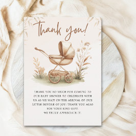 Cartão De Agradecimento Boho Chic Baby Stroller Neutral Baby Shower