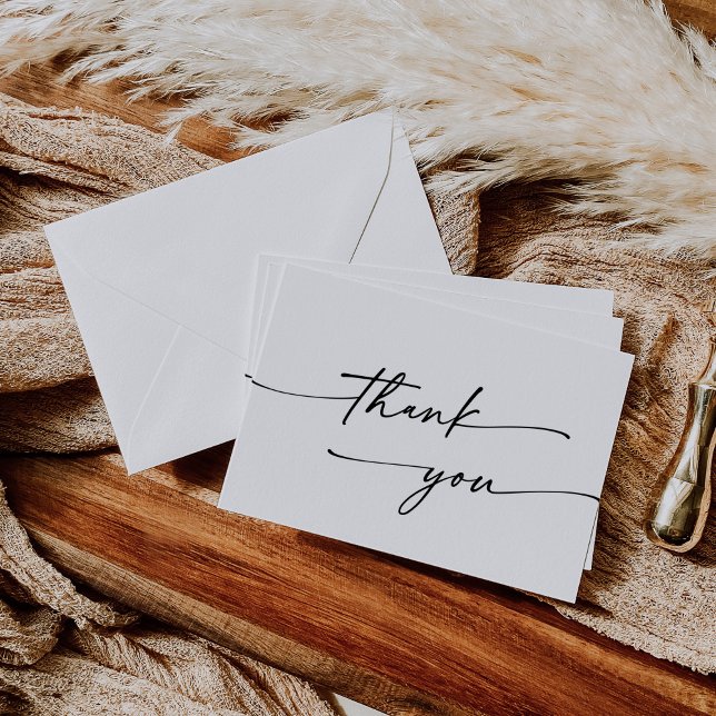 Cartão De Agradecimento Boho Chic Black and White Flat Weds (Criador carregado)