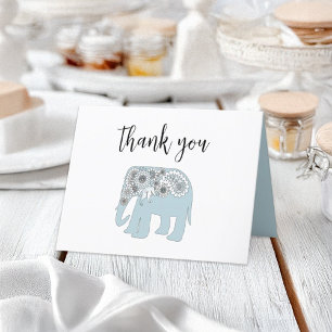 Cartão de Agradecimento Boho Chic com Elefante Pai