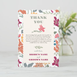Cartão De Agradecimento Boho Chic Floral Casamento Retro Meados do Século