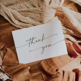 Cartão De Agradecimento Boho Chic Green e White Flat Weds