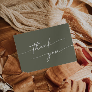 Cartão De Agradecimento Boho Chic Olive Green Flat Weds