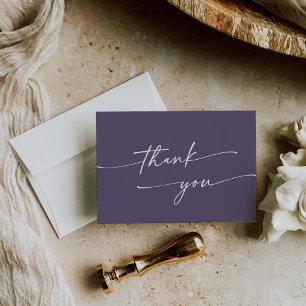 Cartão De Agradecimento Boho Chic Plum Purple Flat Weding