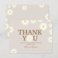 Cartão de agradecimento Boho Daisy Floral para chá