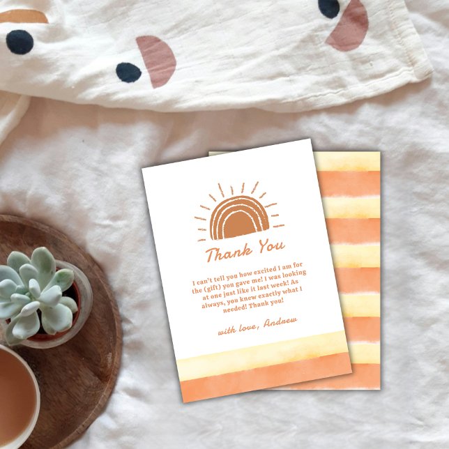 Cartão De Agradecimento Boho Desert Vem O Filho Bebê Chuveiro (Boho Desert Here Comes The Son Baby Shower Thank You Card)