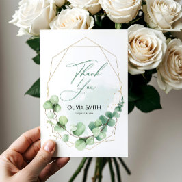 Cartão De Agradecimento Boho Elegante Verde Eucalipto Chá de Bebê de Noiva